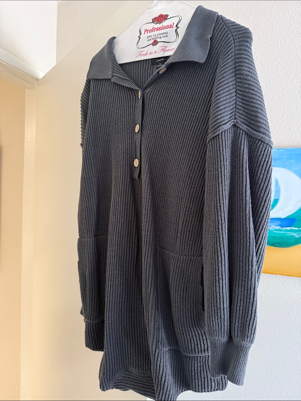 Classic Collared Knit Sweater - Romper Charcoal Gray